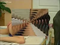 [ Animal XXX ] Sexy Brunette sucks dog's monster dick